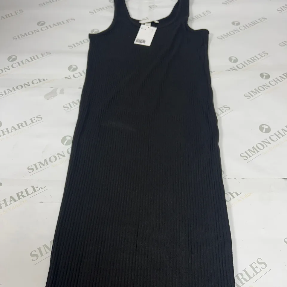 H&M RIBBED BODYCON DRESS IN BLACK SIZE M