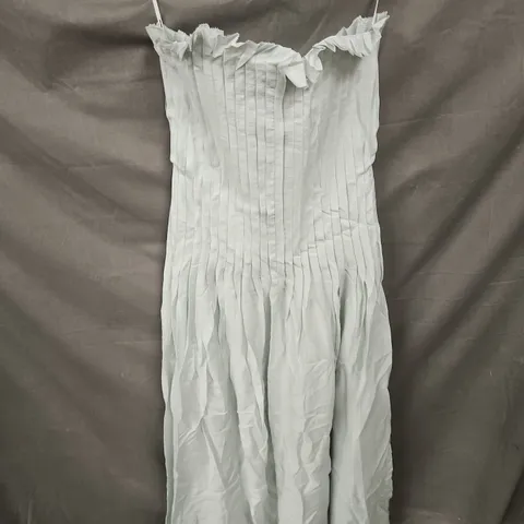 ARRANGE PINTUCK ORGANDY DROPPED WAIST BANDEAU MIDI DRESS IN LIGHT BLUE SIZE 10