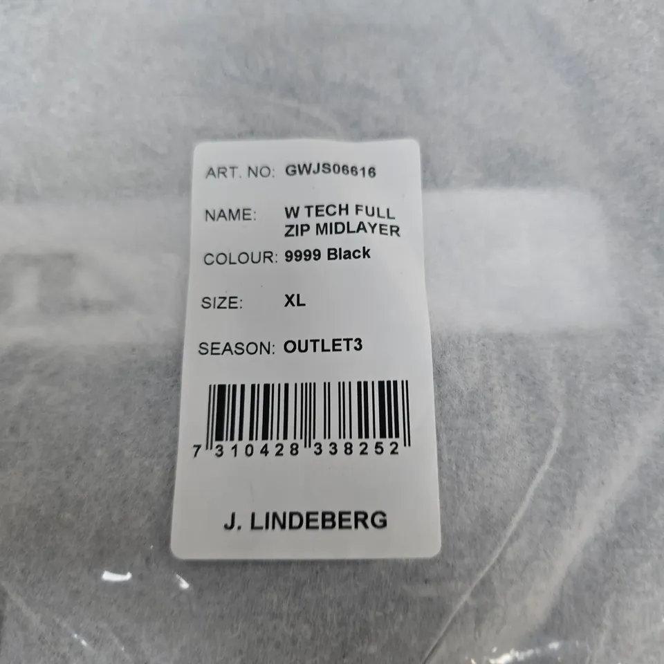 J. LINDEBERG WOMEN'S W TECH FULL ZIP MIDLAYER XL – BLACK