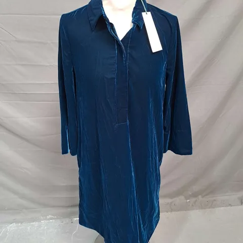 HOBBS MARCIELLA VELVET DRESS IN STEEL BLUE SIZE 6