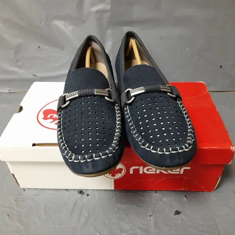 RIEKER PERFORATED SHOES SUEDE NAVY SIZE 6