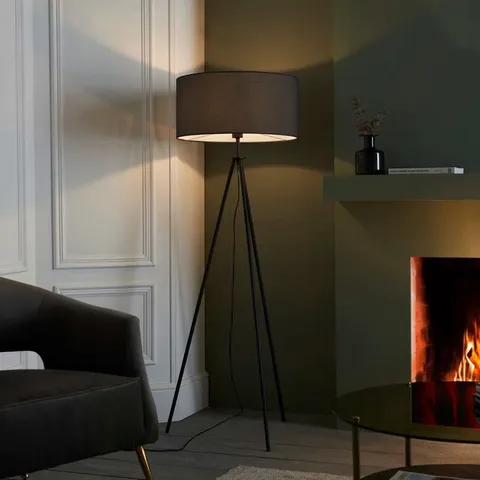 BOXED FAERYN 129cm BLACK TRIPOD FLOOR LAMP