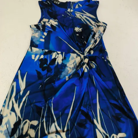 ANISTON WOMEN’S BLUE PATTERNED TWIST FRONT DRESS, UK 14 (EU 40)