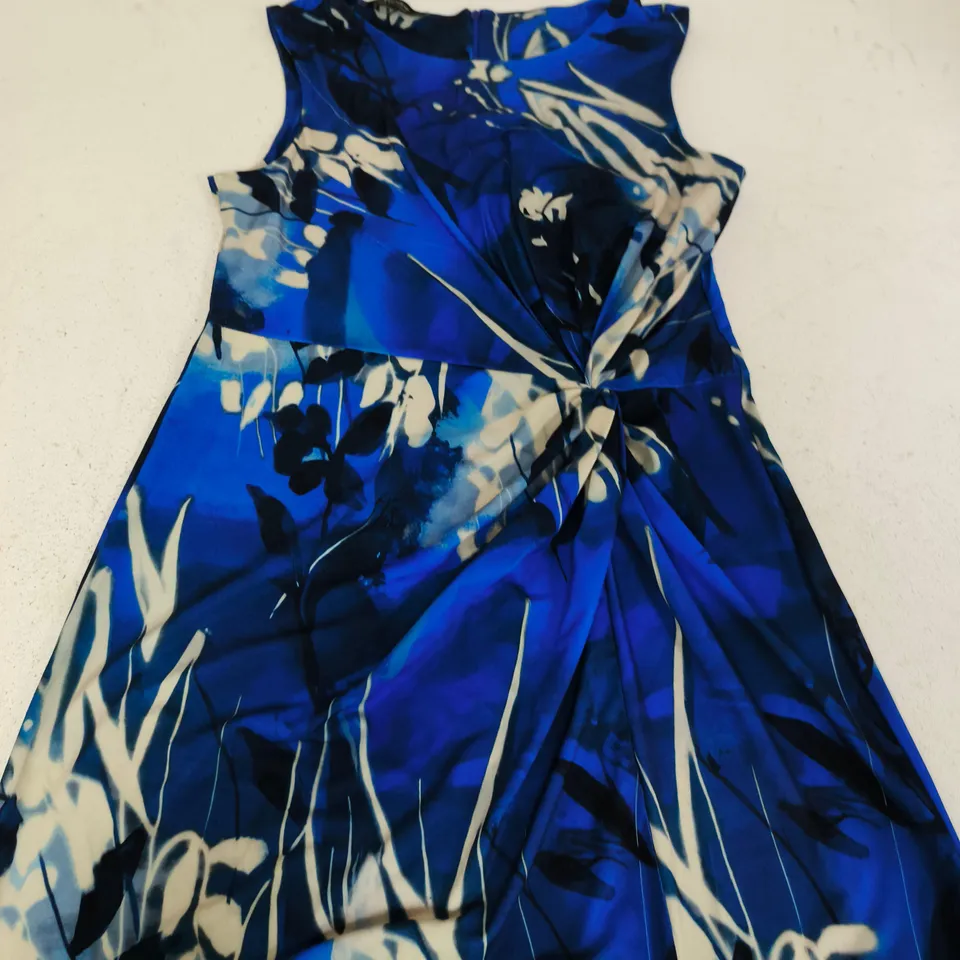 ANISTON WOMEN’S BLUE PATTERNED TWIST FRONT DRESS, UK 14 (EU 40)