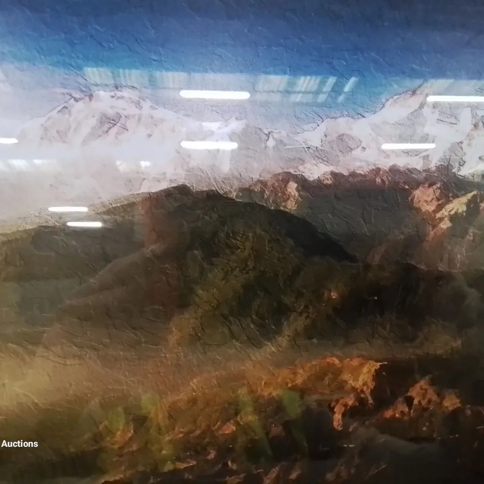 BOXED SUNLIGHT BATHING THE MOUNTAINS IN NEPAL - PICTURE FRAME PAINTING PRINT -