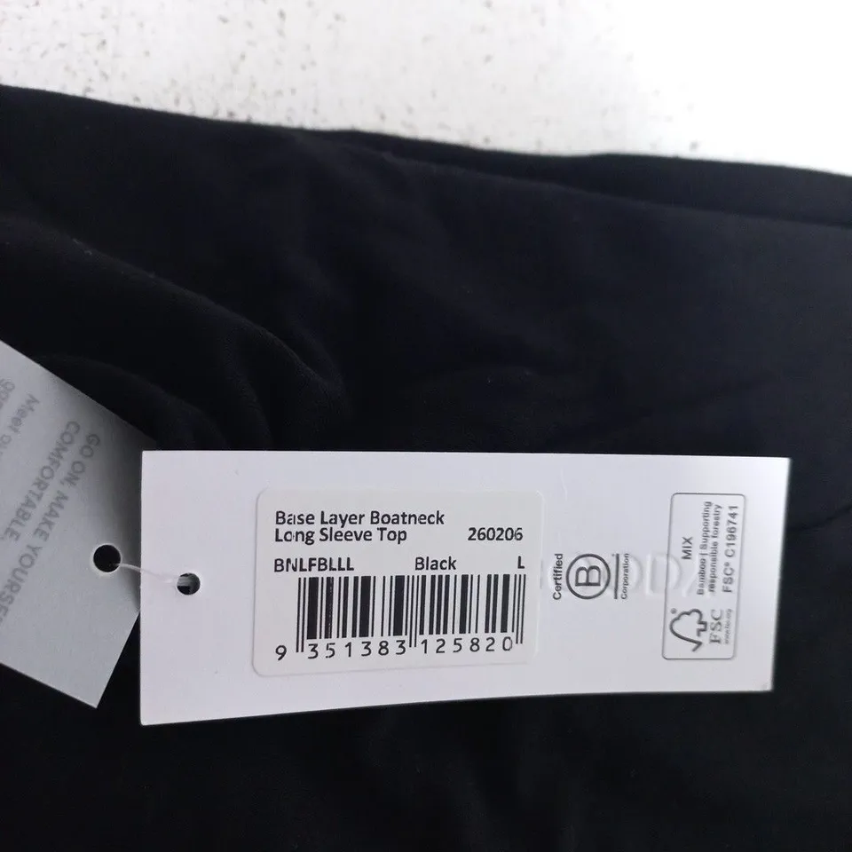 BOODY BASE LAYER BOATNECK LONG SLEEVE TOP – BLACK, UK L