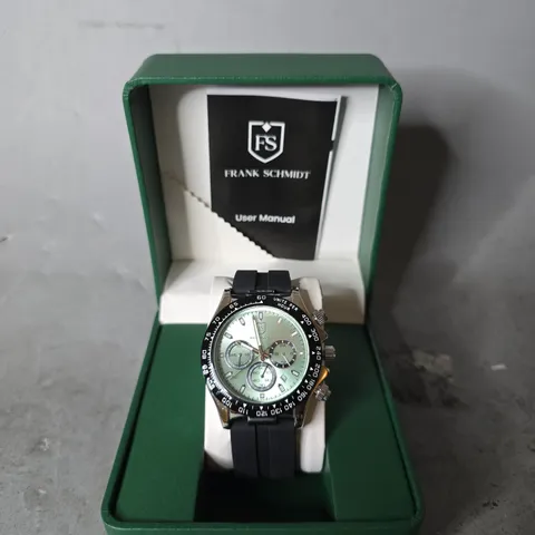 FRANK SCHMIDT WATCH β MULTI FUNCTION SUB DIALS WITH DATE β HQ RUBBER SPORTS STRAP β 3ATM WATER RESISTANT β GIFT BOX INCLUDED