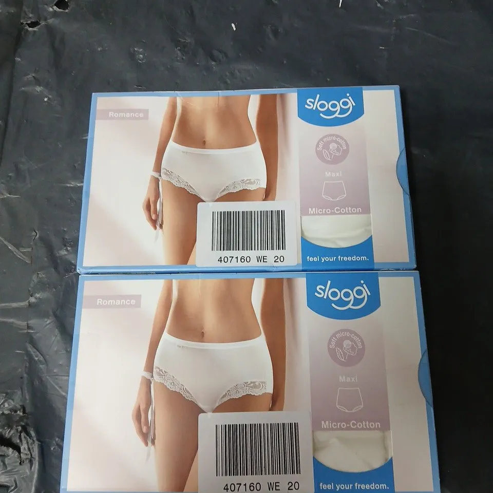 LOT OF 2 PAIRS OF SLOGGI ROMANCE MAXI BRIEFS - WHITE - SIZE 20