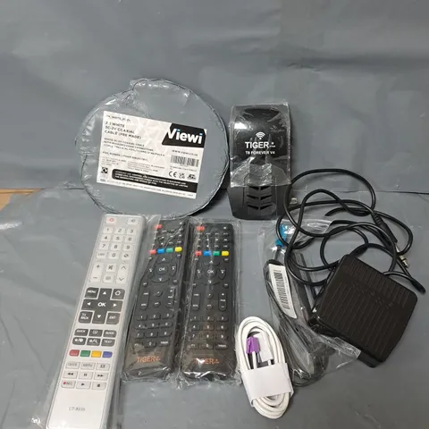 APPROXIMATELY 10 ASSORTED HOUSEHOLD ITEMS TO INCLUDE COAX CABLE, REPLACEMENT REMOTES, NETWORK CABLES ETC 