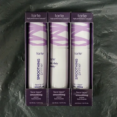 3 X TARTE FACE TAPE SMOOTHING PRIMERS - 3 X 30ML