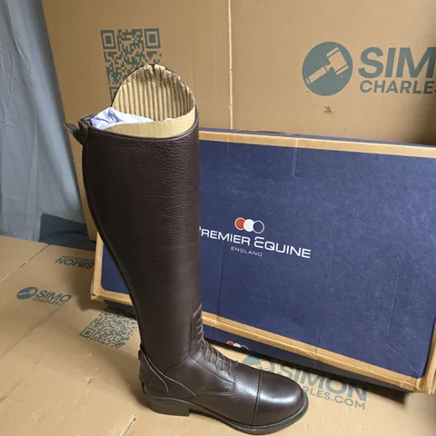 PREMIER EQUINE BROWN LEATHER RIDING BOOT – TALL EQUESTRIAN BOOT - UK SIZE 6 