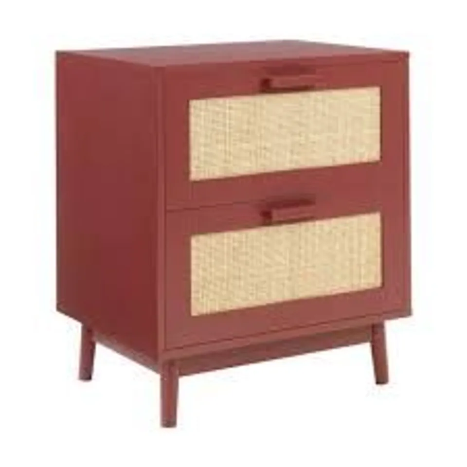 BOXED DUSK ISLA 2 DRAWER BEDSIDE TABLE - BURNT RED