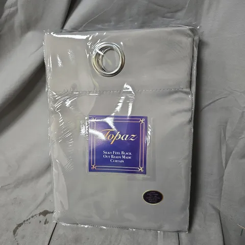 BOX OF APPROXIMATELY 5 X TOPAZ SILK FEEL BLACKOUT READY MADE CURTAIN – GREY, 66 X 183 CM 