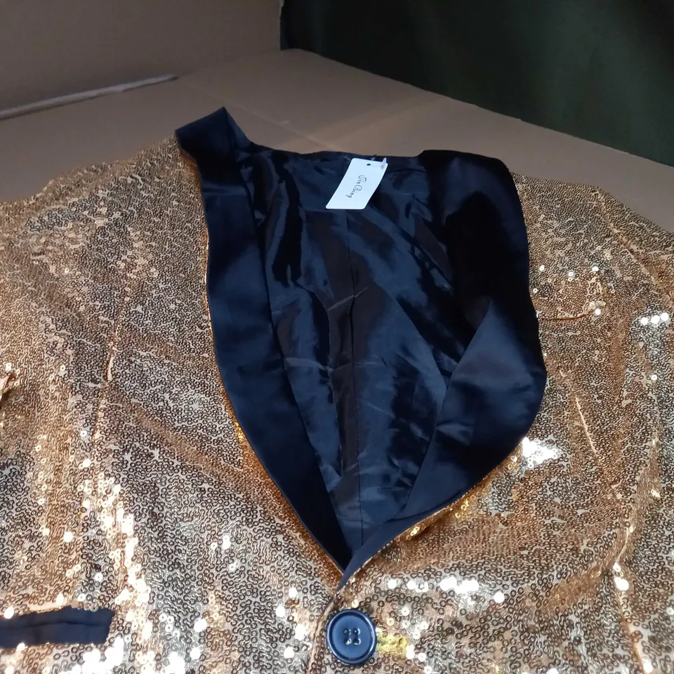 DESIGNER GOLD/SEQUIN DETAILED BLAZER - MEDIUM