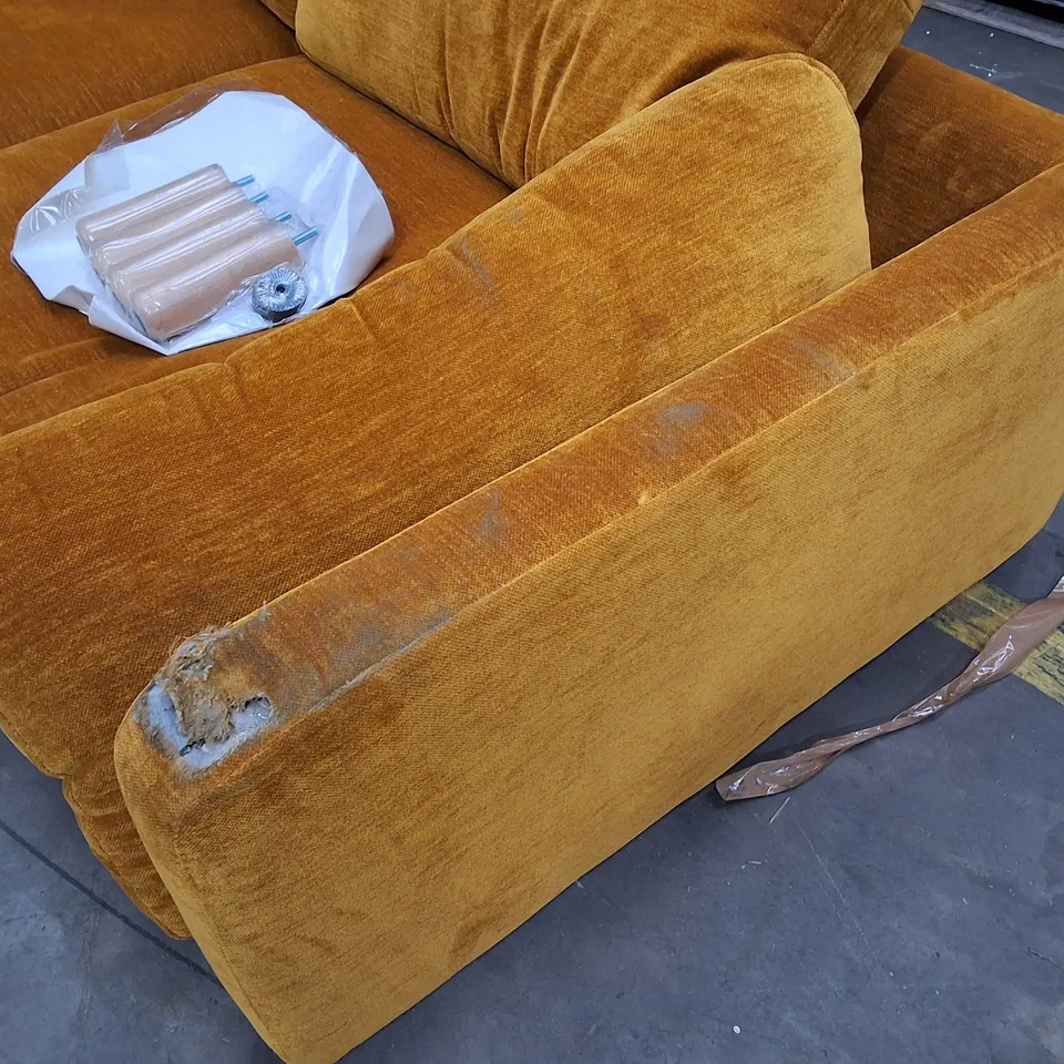 MUSTARD FABRIC 3-SEATER SOFA WITH BOLSTER CUSHIONS