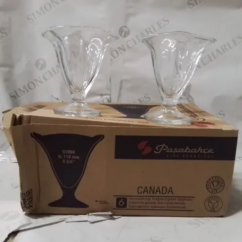 BOXED PASABAHCE ICE CREAM GLASSES APPROXIMATELY 6