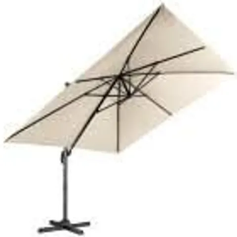 BOXED COSTWAY 10 X 10 FT CANTILEVER OFFSET SQUARE PATIO UMBRELLA TILT CRANK 360° OUTDOOR BEIGE