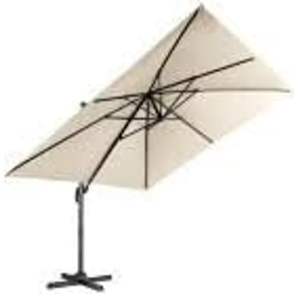 BOXED COSTWAY 10 X 10 FT CANTILEVER OFFSET SQUARE PATIO UMBRELLA TILT CRANK 360° OUTDOOR BEIGE