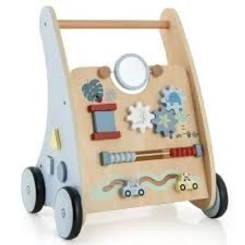 COSTWAY WOODEN BABY WALKER WITH MULTI ACTIVITY LEARNING SET