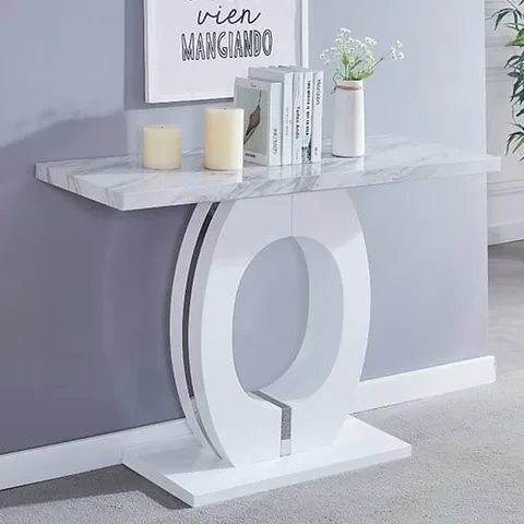 BOXED HALO CONSOLE TABLE IN MAGNESIA MARBLE FINISH (3 BOXES)