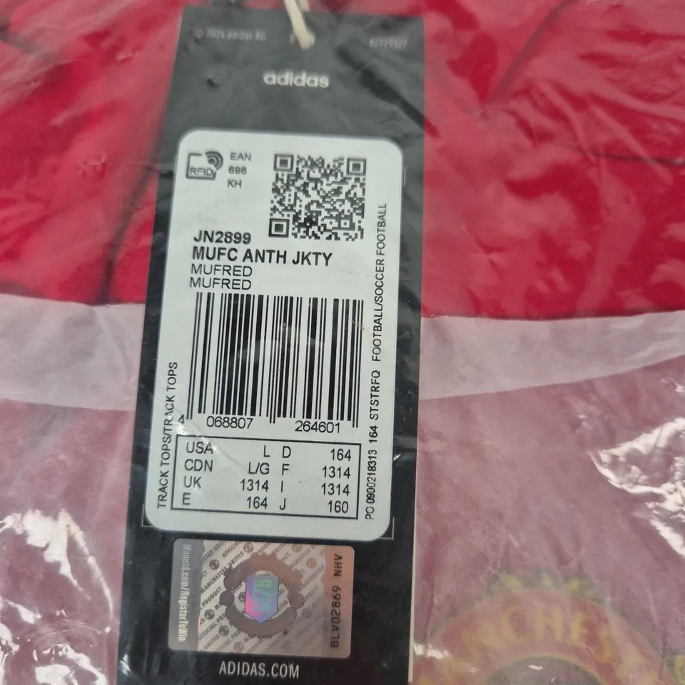 ADIDAS MANCHESTER UNITED FOOTBALL CLUB JACKET – RED - SIZE 13/14 YRS
