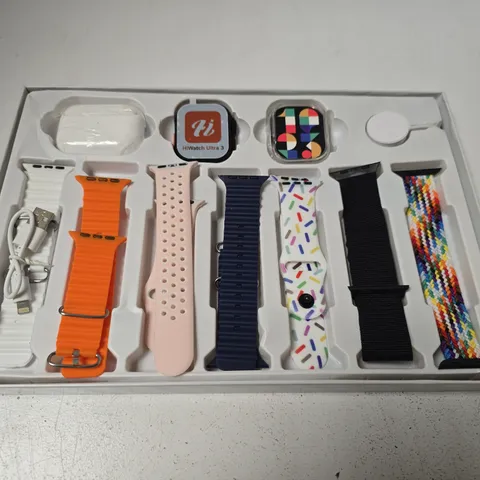 HIWATCH ULTRA 3 SMARTWATCH WITH INTERCHANGEABLE BANDS SET & WIRELESS HEADPHONES