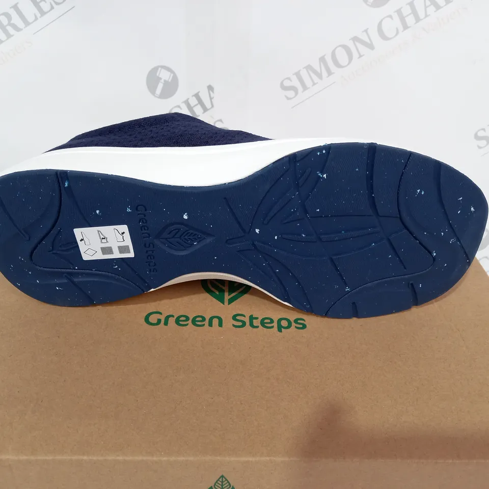 BOXED GREEN STEPS BLUE TENCELL SNEAKER WOMANS - SIZE 6