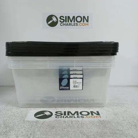 FOUR PREMIER STORAGE 45 LITRE STORAGE BOX'S & LID'S