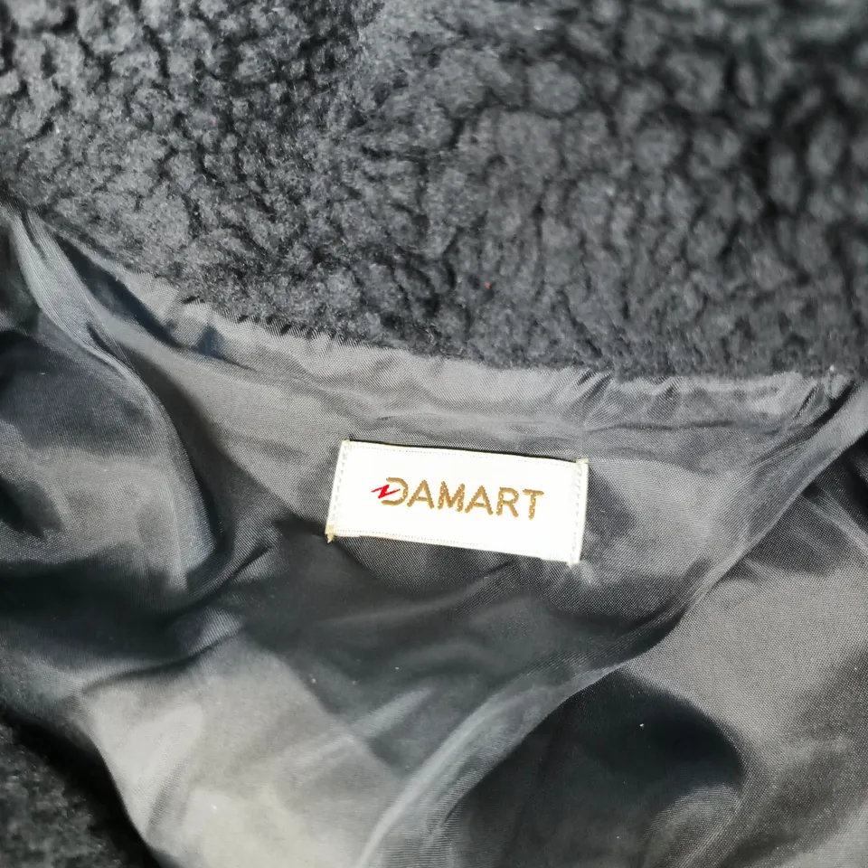 DAMART NAVY TEDDY FLEECE COAT WITH GOLD BUTTONS – WOMEN'S UK 10/12