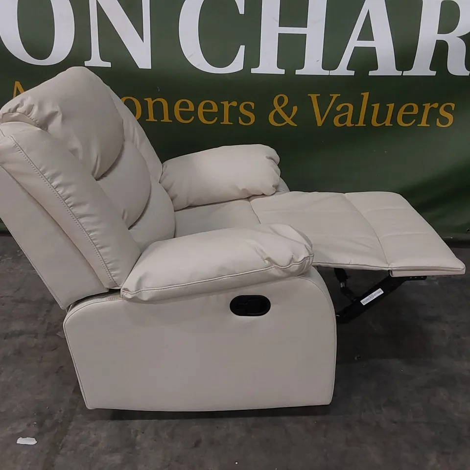 DESIGNER MANUAL RECLINING ARMCHAIR - CREAM