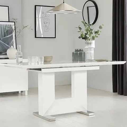 BOXED DESIGNER FLORENCE WHITE HIGH GLOSS 120-160CM EXTENDING DINING TABLE ( 2 BOXES)