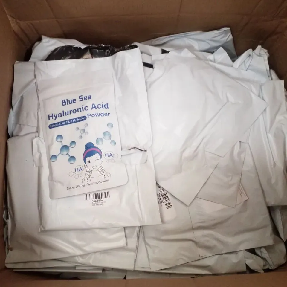 BOX CONTAINING LARGE QUANTITY OF BLUE SEA HYALURONIC ACID POWDER