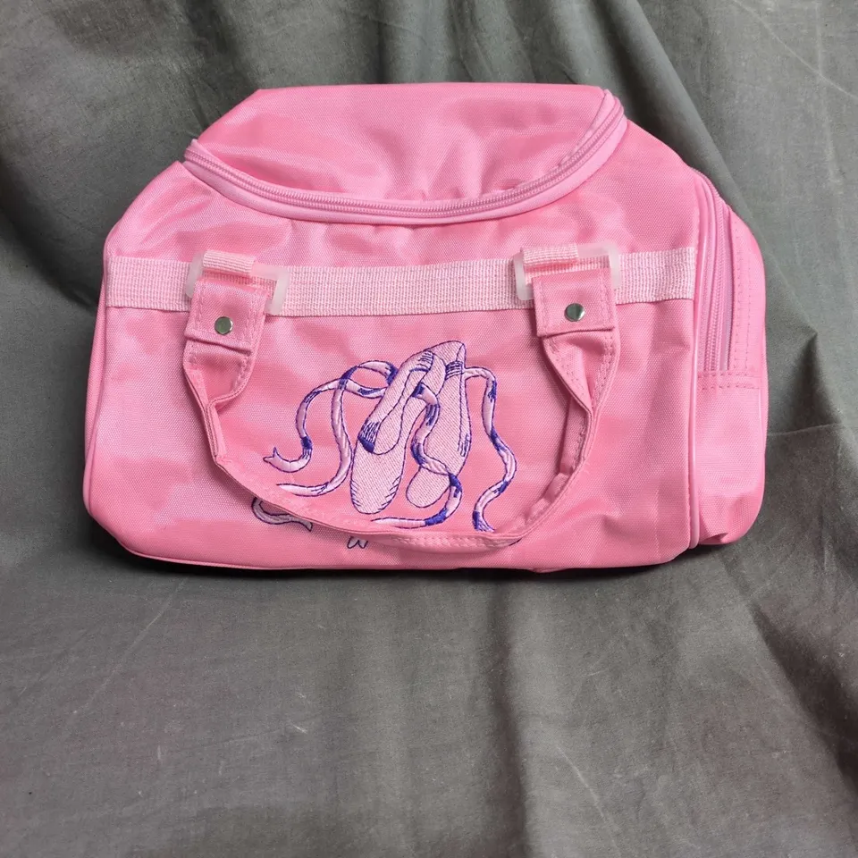 PINK KIDS' BAG WITH BALLERINA  EMBROIDERY, ZIP CLOSURE AND CARRY HANDLES