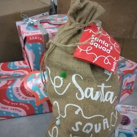 ASSORTED CHRISTMAS COSMETICS TO INCLUDE; FOUR SLEIGH ALL DAY BATH SETS AND THREE SANTA'S SQUAD BATH BOMB SET