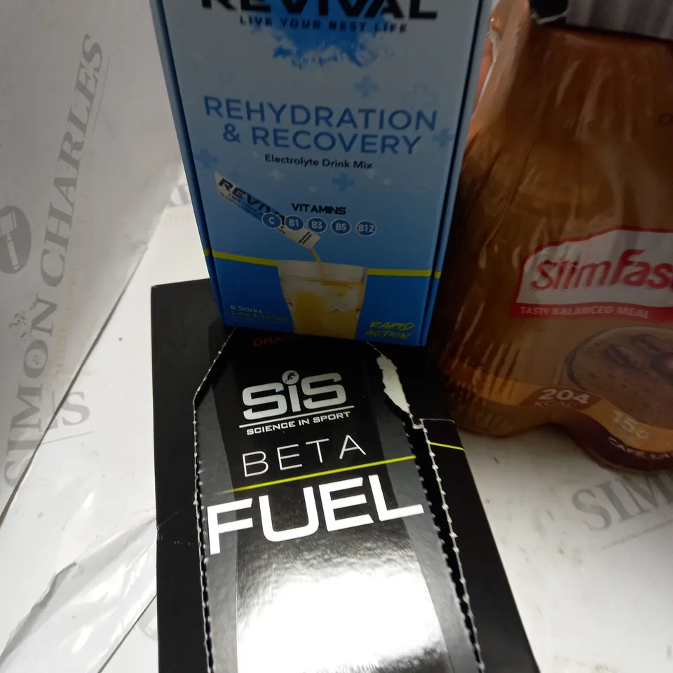 LOT OF 6 ASSORTED FOOD AND DRINK ITEMS TO INCLUDE TWININGS EARL GREY AND SLIM FAST SHAKES