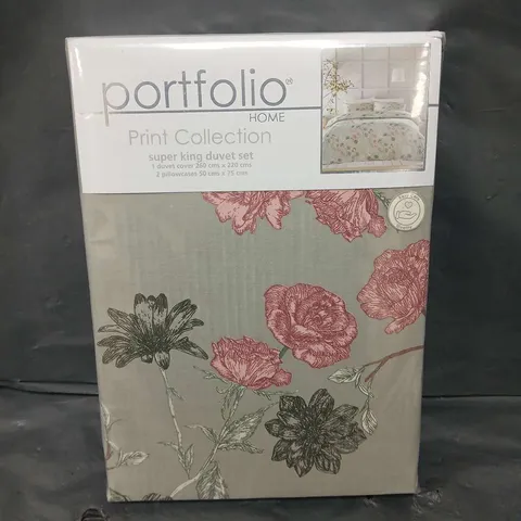 SEALED PORTFOLIO PRINT COLLECTION DUVET SET - FLOWER GARDEN - SUPER KING 