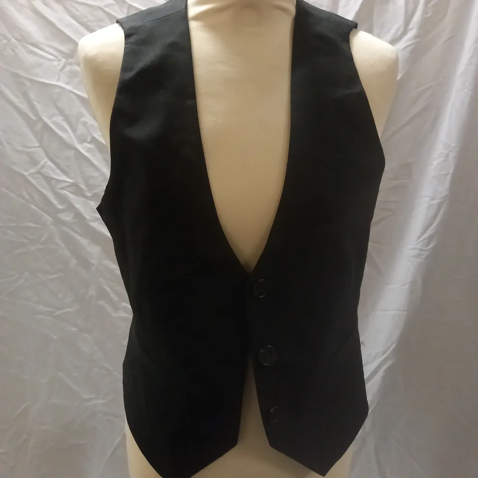 ASOS DESIGN BLACK WAISTCOAT - SIZE UK 10