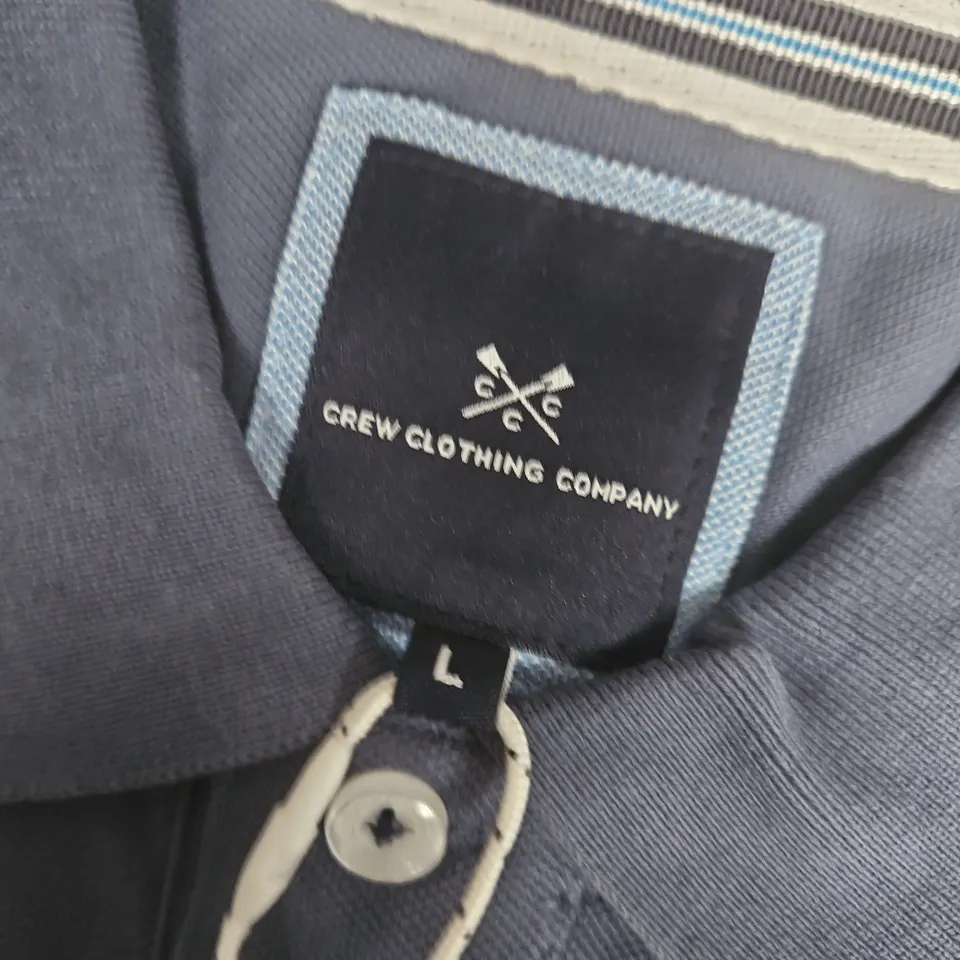 CREW CLOTHING COMPANY CLASSIC PIQUE POLO IN STEEL BLUE - LARGE