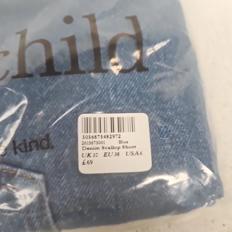 NOBODY'S CHILD BLUE DENIM SCALLOP SHORT – UK 10