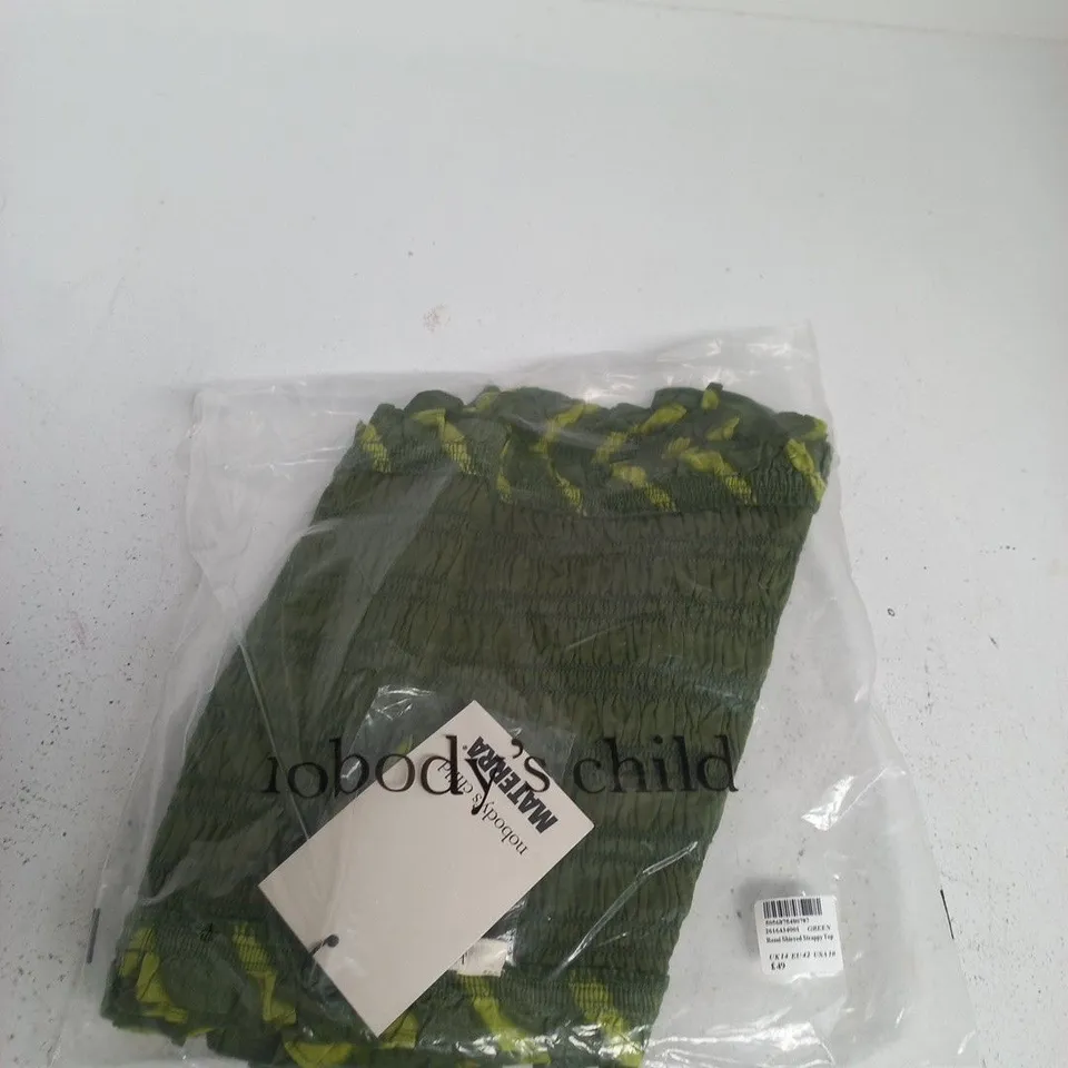 NOBODYS CHILD REMI SHIRRED STRAPPY TOP – UK14, GREEN