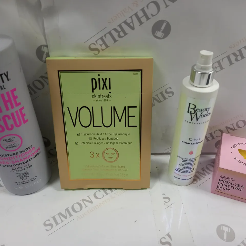 BOX OF APPROXIMATELY 20 ASSORTED COSMETIC ITEMS TO INCLUDE PIXI SKINTREATS MASK, BEAUTY WORKS MIRACLE SPRAY, TEA MOISTURE BALM ETC