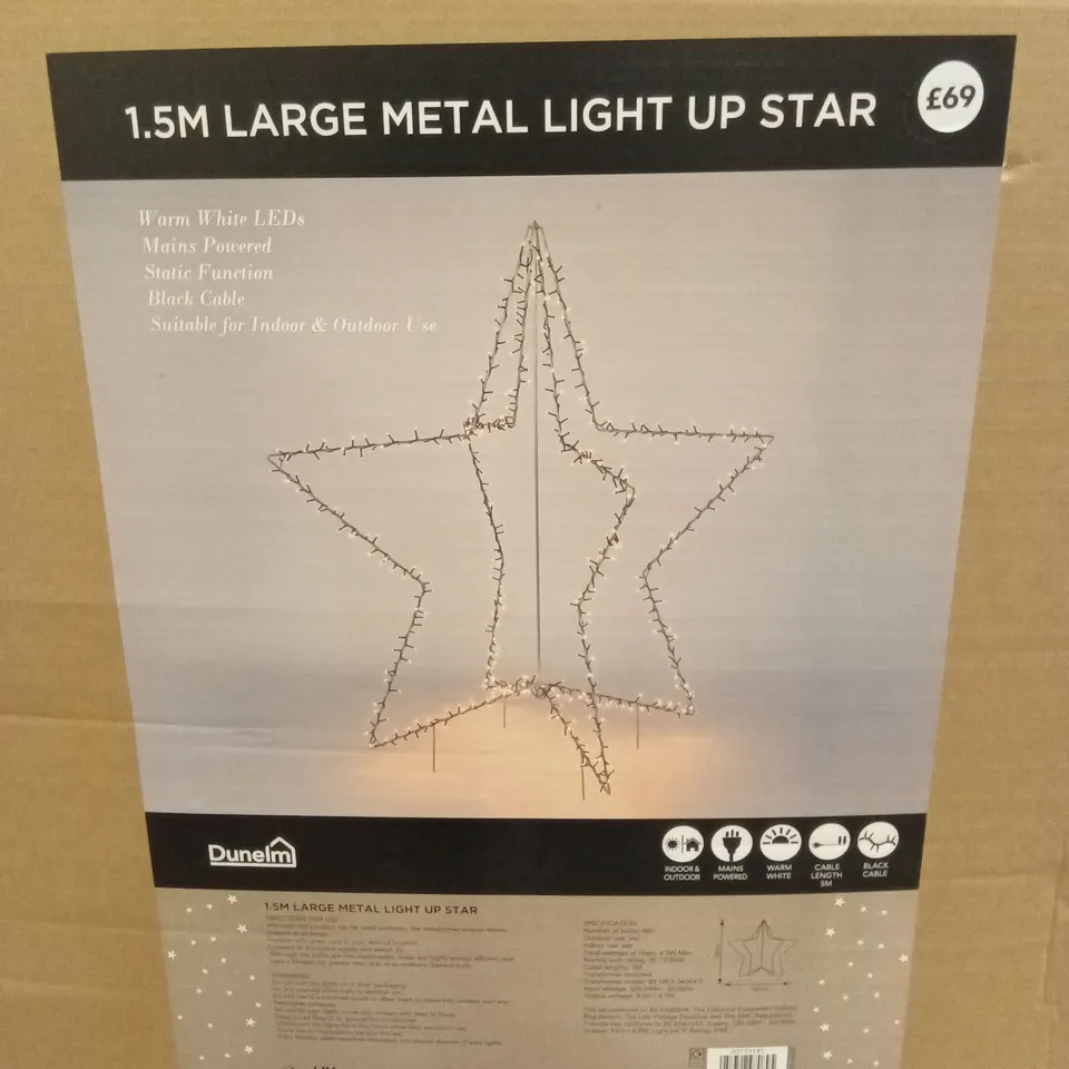 PALLET OF APPROXIMATELY 17 x LARGE METAL 1.5M LIGHT UP CHRISTMAS STARS
