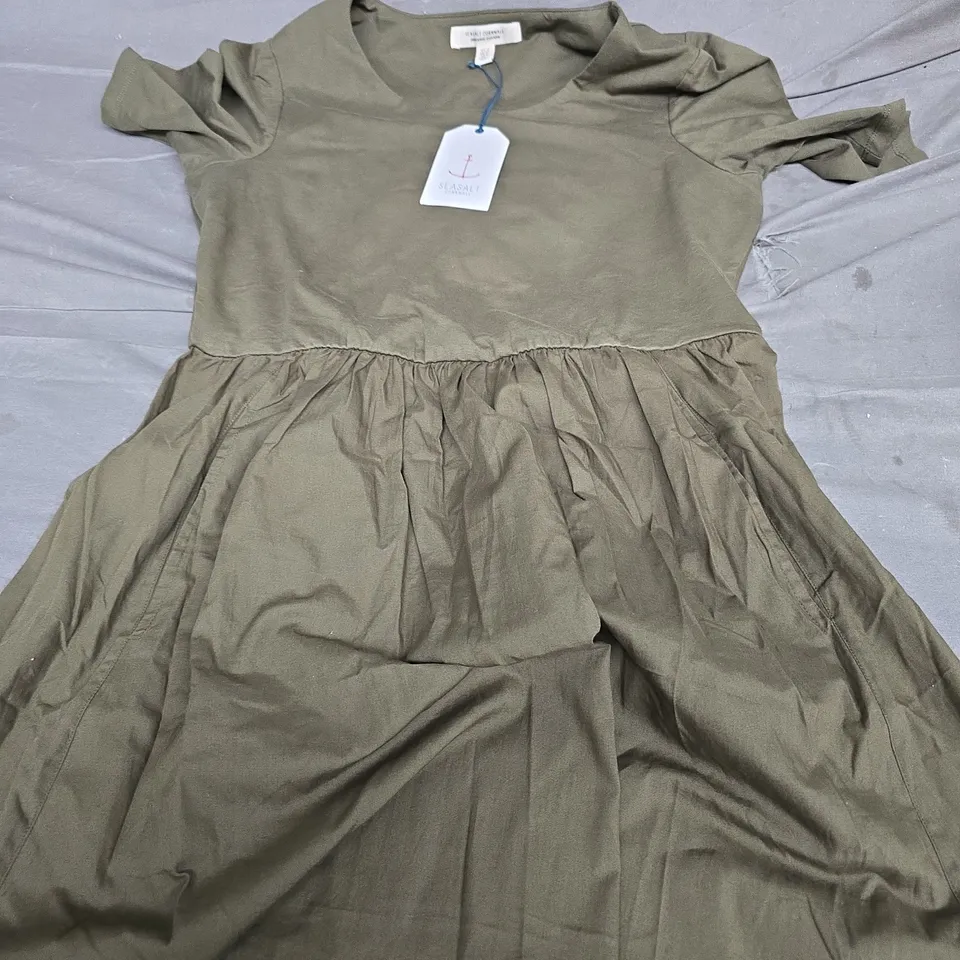 SEA SALT MADDER DRESS IN OLIVE SIZE UK 12