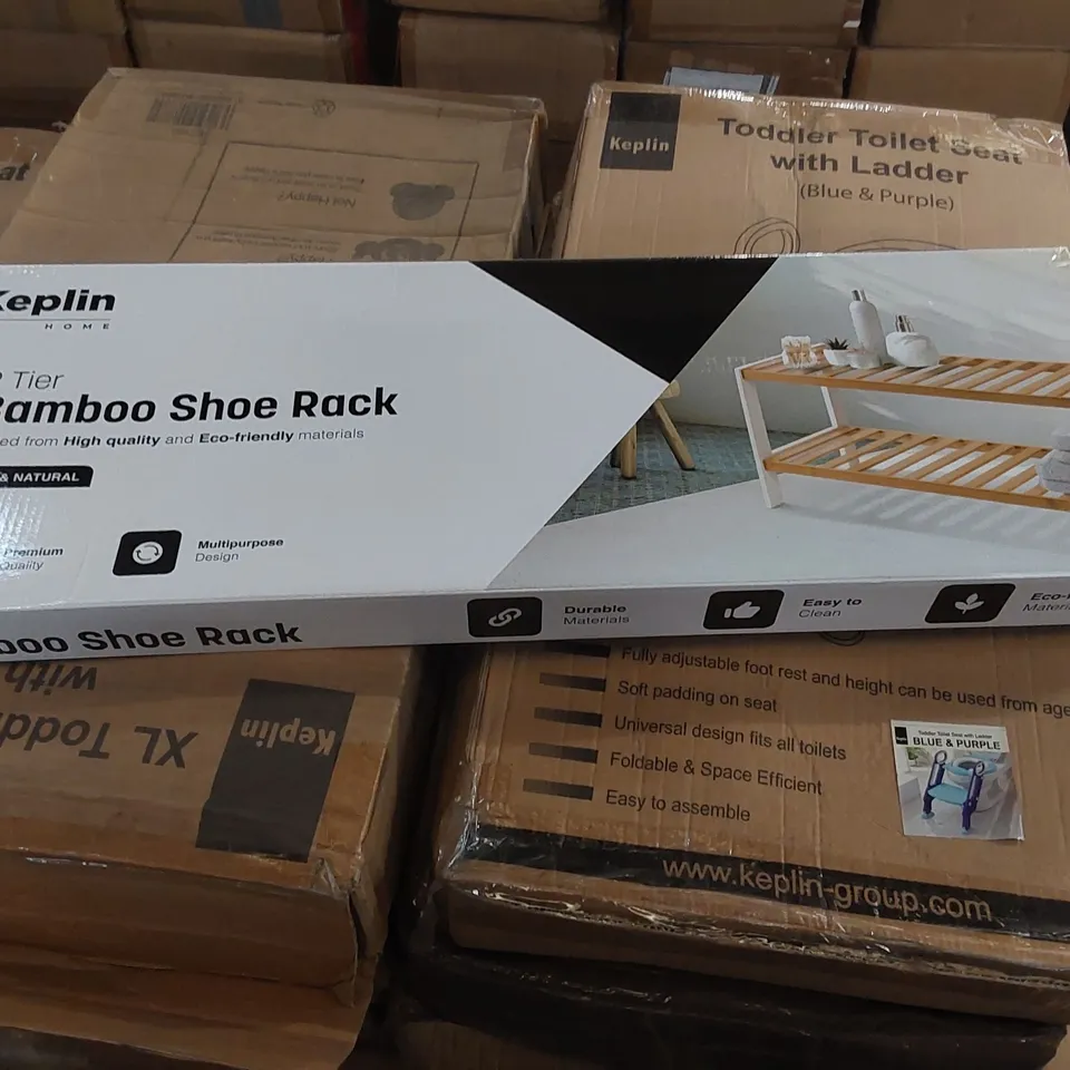 BOXED KEPLIN 2 TIER BAMBOO SHOE RACK