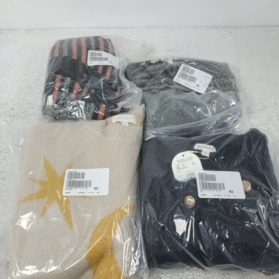 APPROXIMATELY 20 ASSORTED CLOTHING ITEMS IN VARIOUS SIZES, COLOURS & STYLES TO INCLUDE BRANDS SUCH AS MONSOON, APRICOT, WHITE STUFF, ETC - COLLECTION ONLY