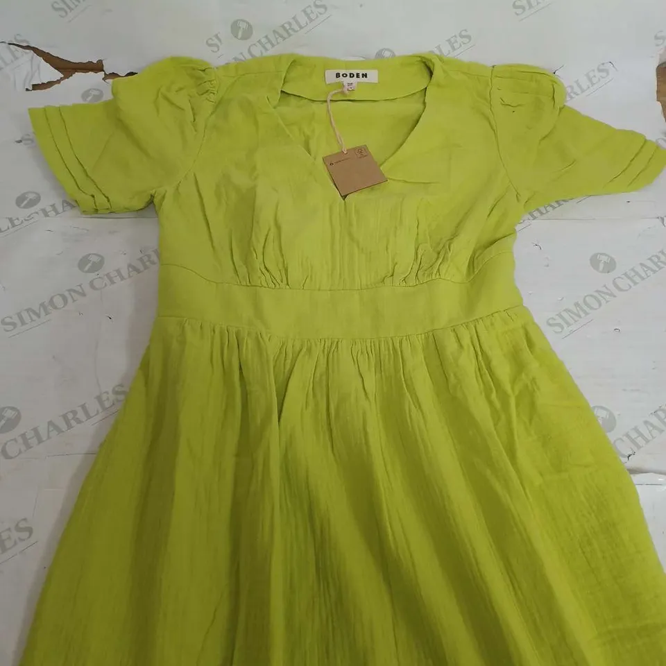 BODEN LIME GREEN V-NECK DRESS - 6R