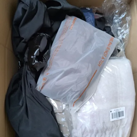 LARGE BOX OF APPROXIMATELY 25 ASSORTED CLOTHING ITEMS IN VARIOUS COLOURS, STYLES AND SIZES - COLLECTION ONLY