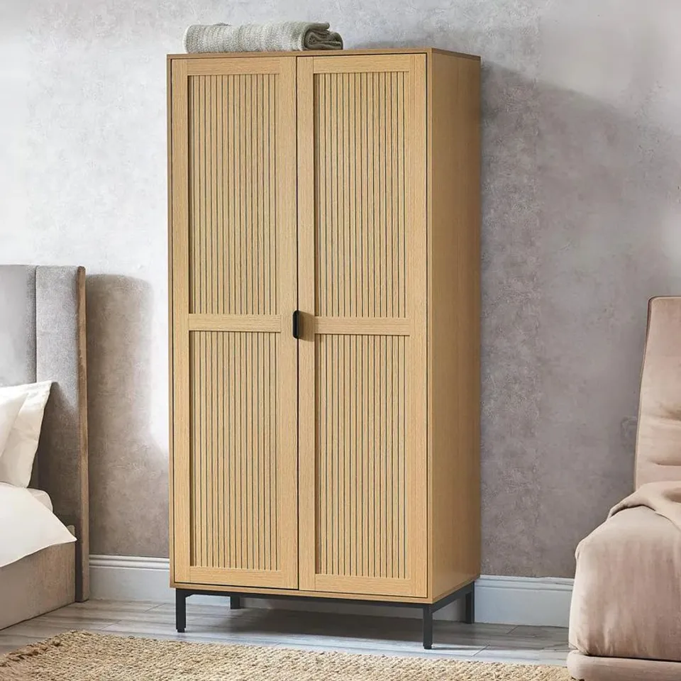 BOXED JULIAN BOWEN SIA DOUBLE 2 DOOR WARDROBE - NATURAL (2 BOXES)