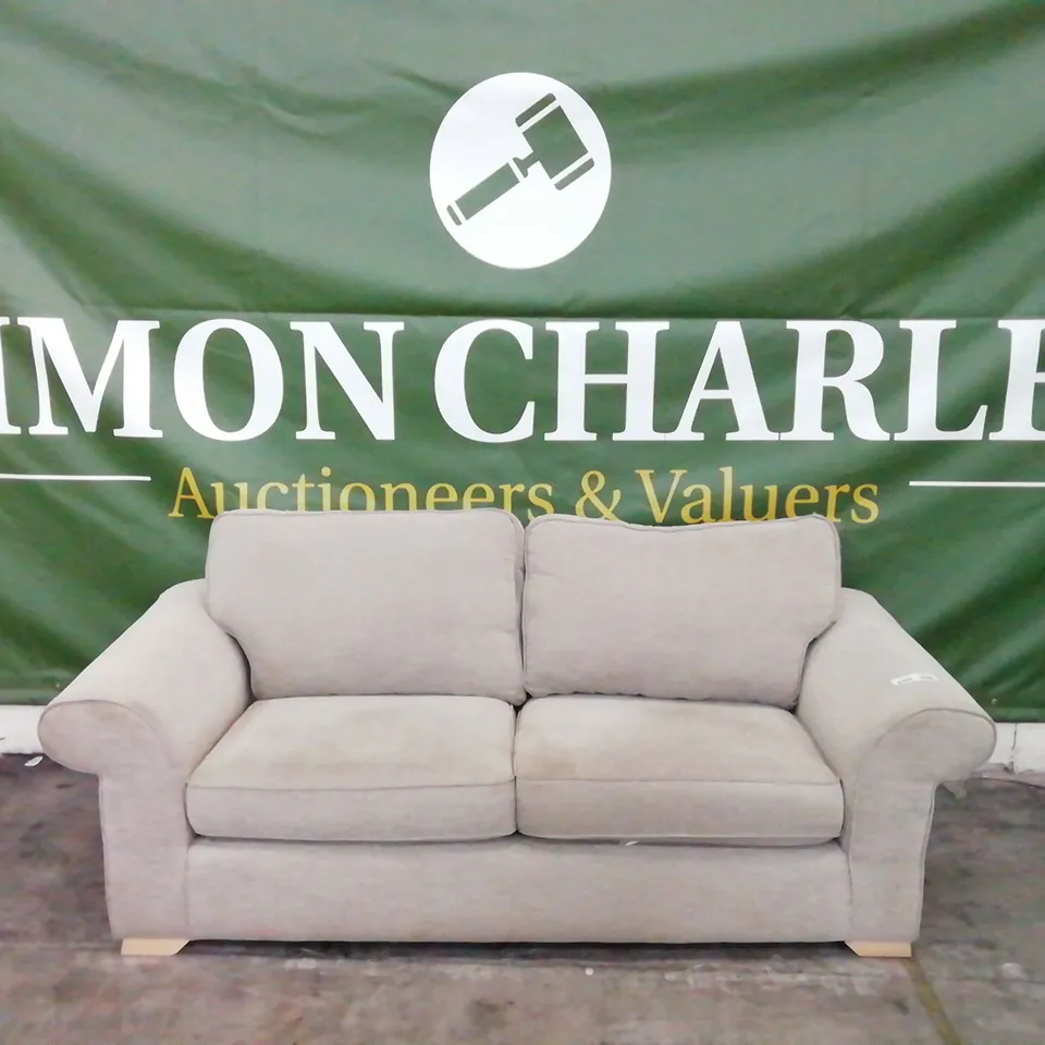 DESIGNER SOFOLOGY ASHFORD BEIGE FABRIC TWO SEATER SOFA 
