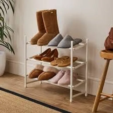 BOXED 3 TIER WHITE EXTENDABLE SHOE RACK (1 BOX)